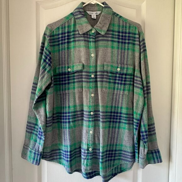 Old Navy Plaid Flannel Women's Button Down Shirt Size Medium - Picture 1 of 5